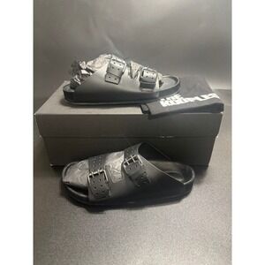 The Kooples NEW Slides Sandals‎ Buckle Accents Black FR 37/U6